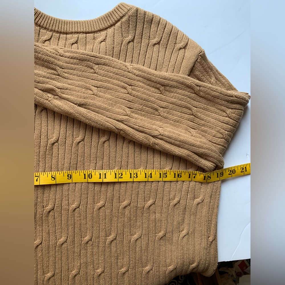Express "Pecan" 100% Cotton Cable Knit Sweater- Men L/ Unisex XL Boyfriend S/M - Picture 3 of 7